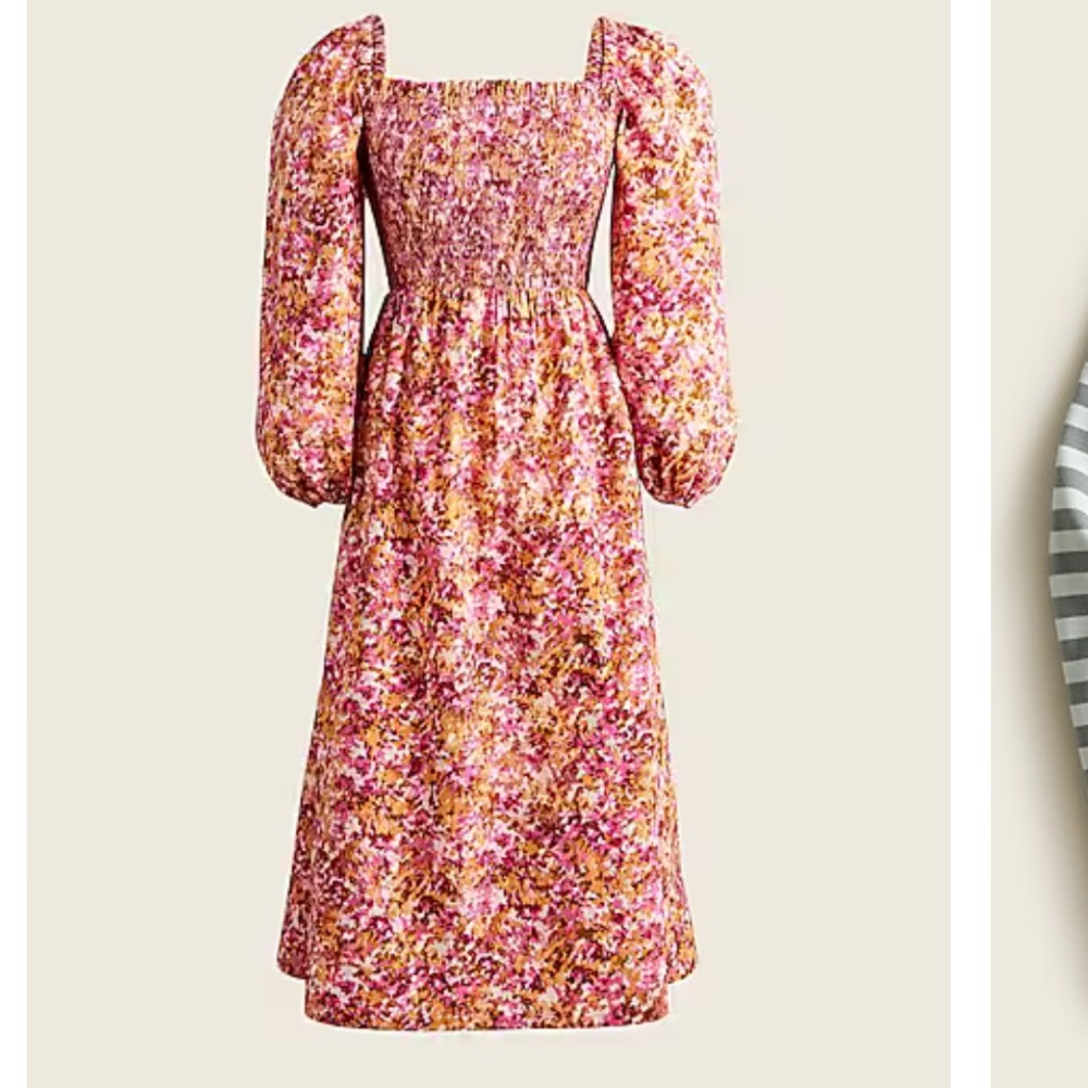 J Cree smocked puff dress, midi